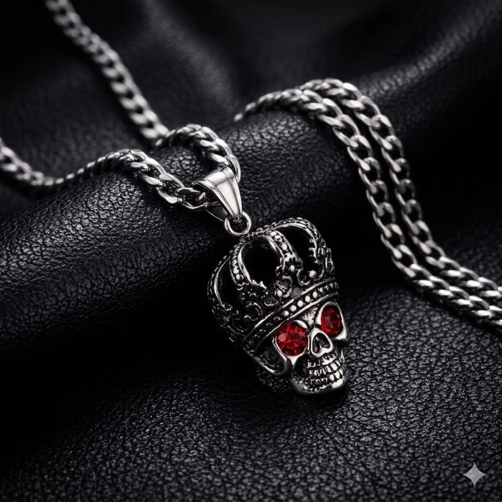Crimson Crown Skull Necklace