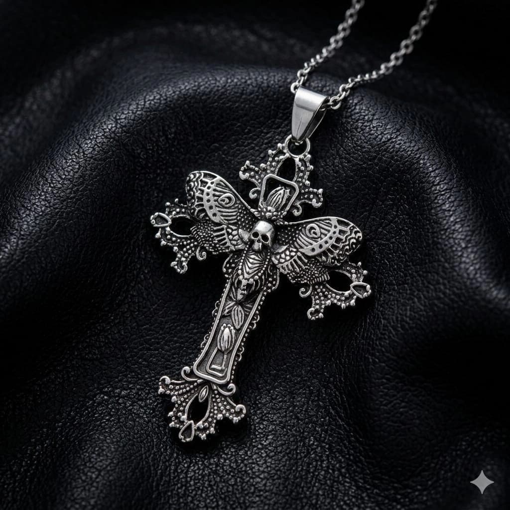 Gothic Skull Moth Necklace
