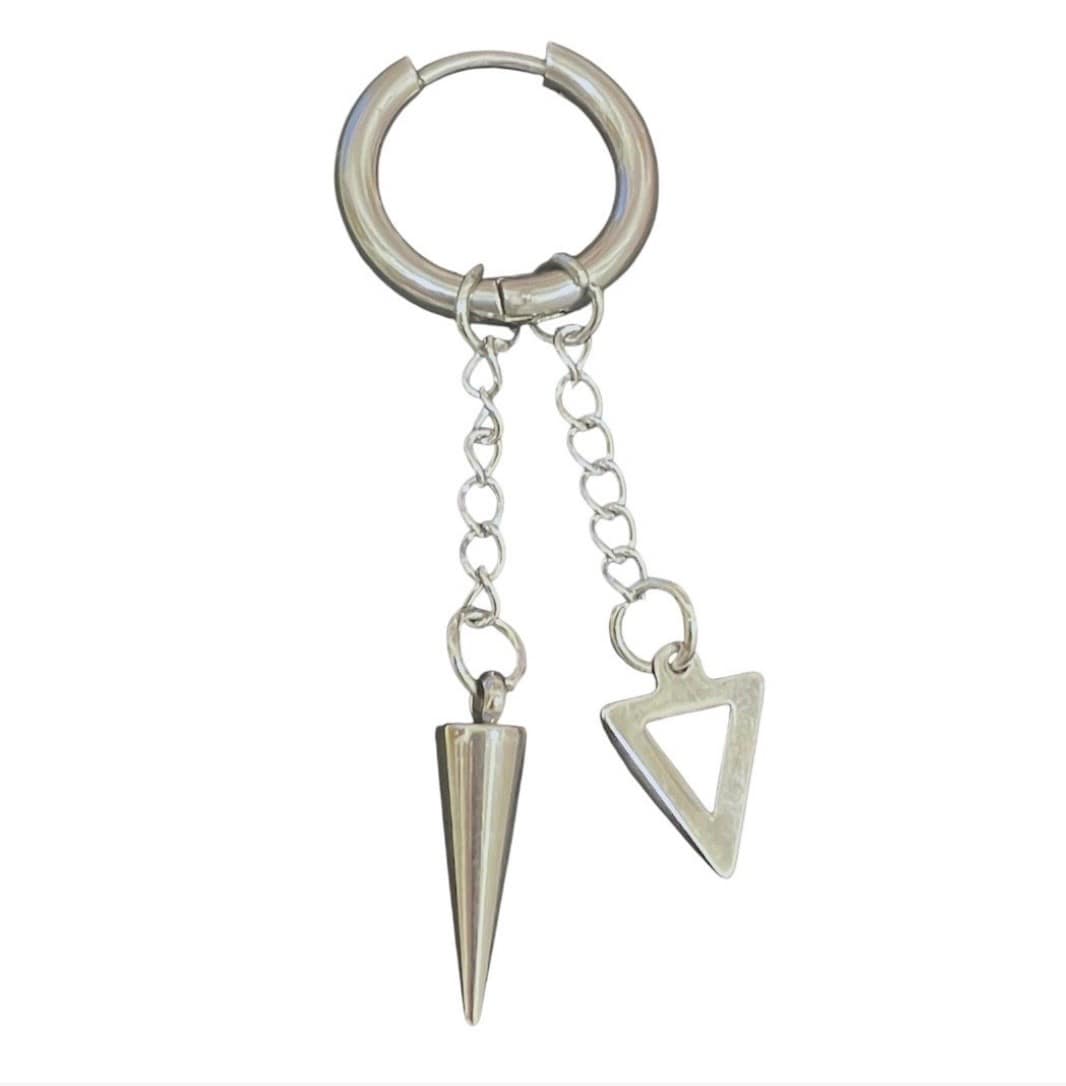 Punk Silver Spike Dangle Hoop Earring | K-Pop Alt Aesthetic — image 2