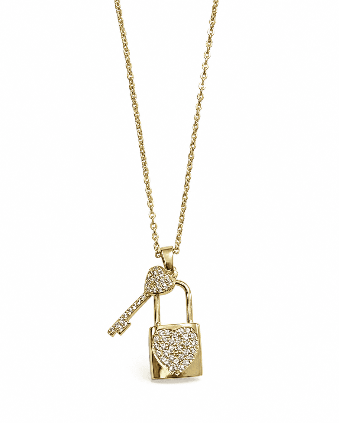 Zirconia Lock and Key Necklace