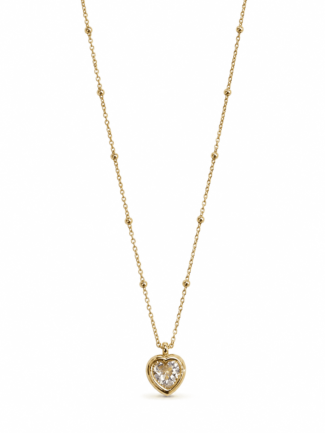 Aveline- Gold Heart Crystal Solitaire Necklace