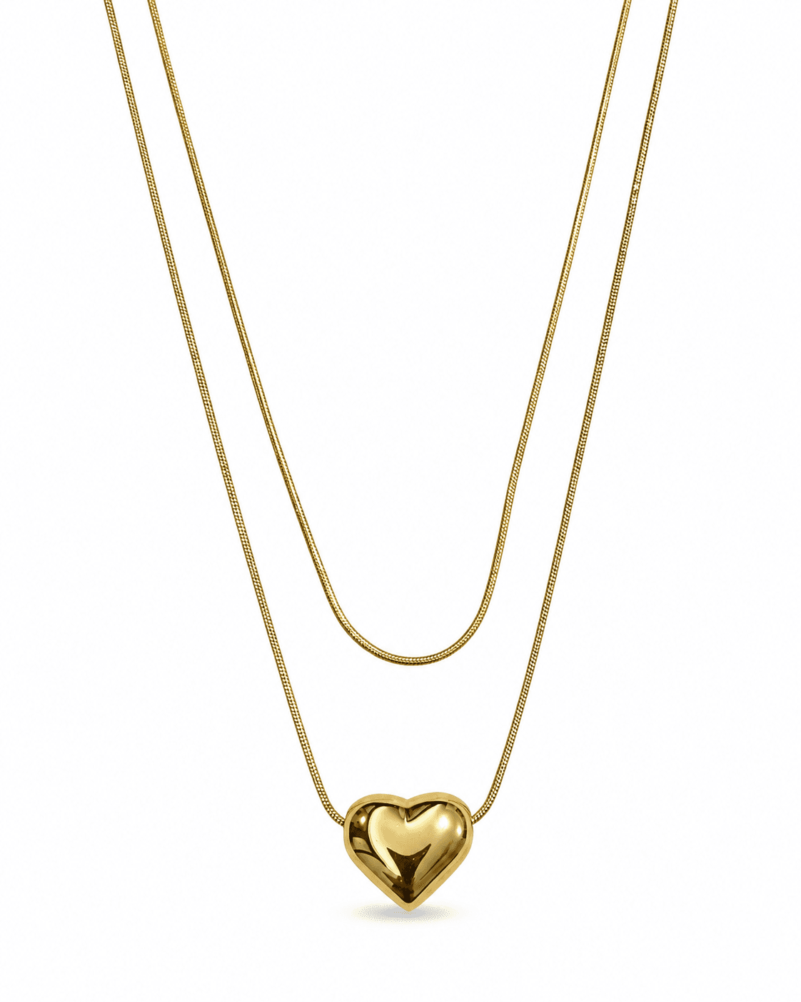 Audrey- Gold Layered Snake Chain Heart Necklace