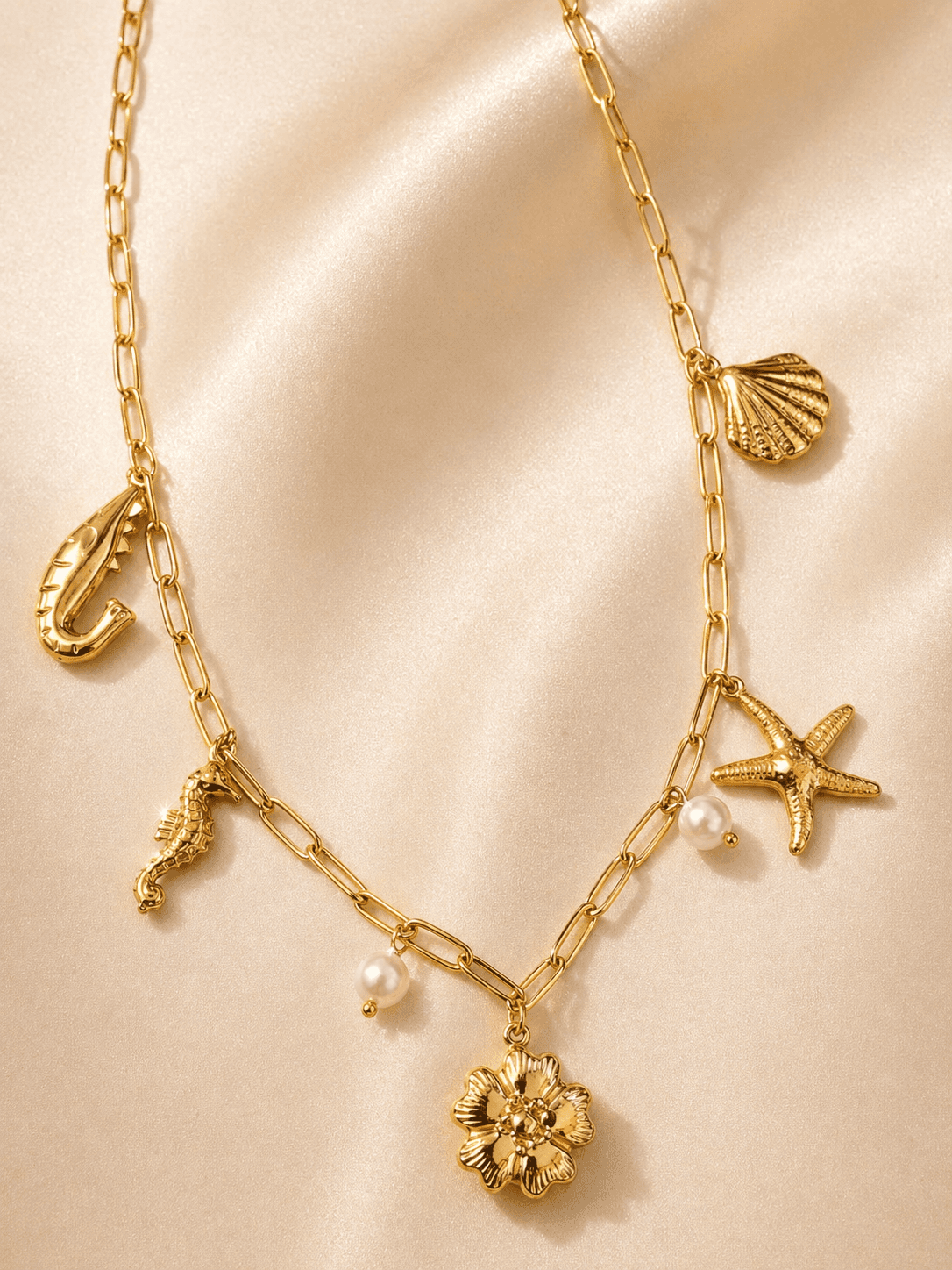 Deep Sea Seraphina Necklace- Seashell, Starfish & Pearls