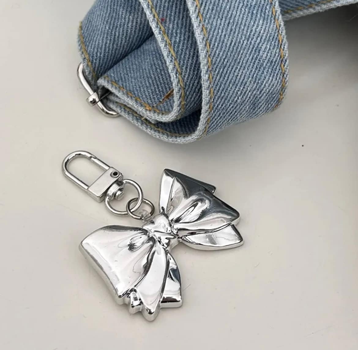 Silver Bow Bag Charm