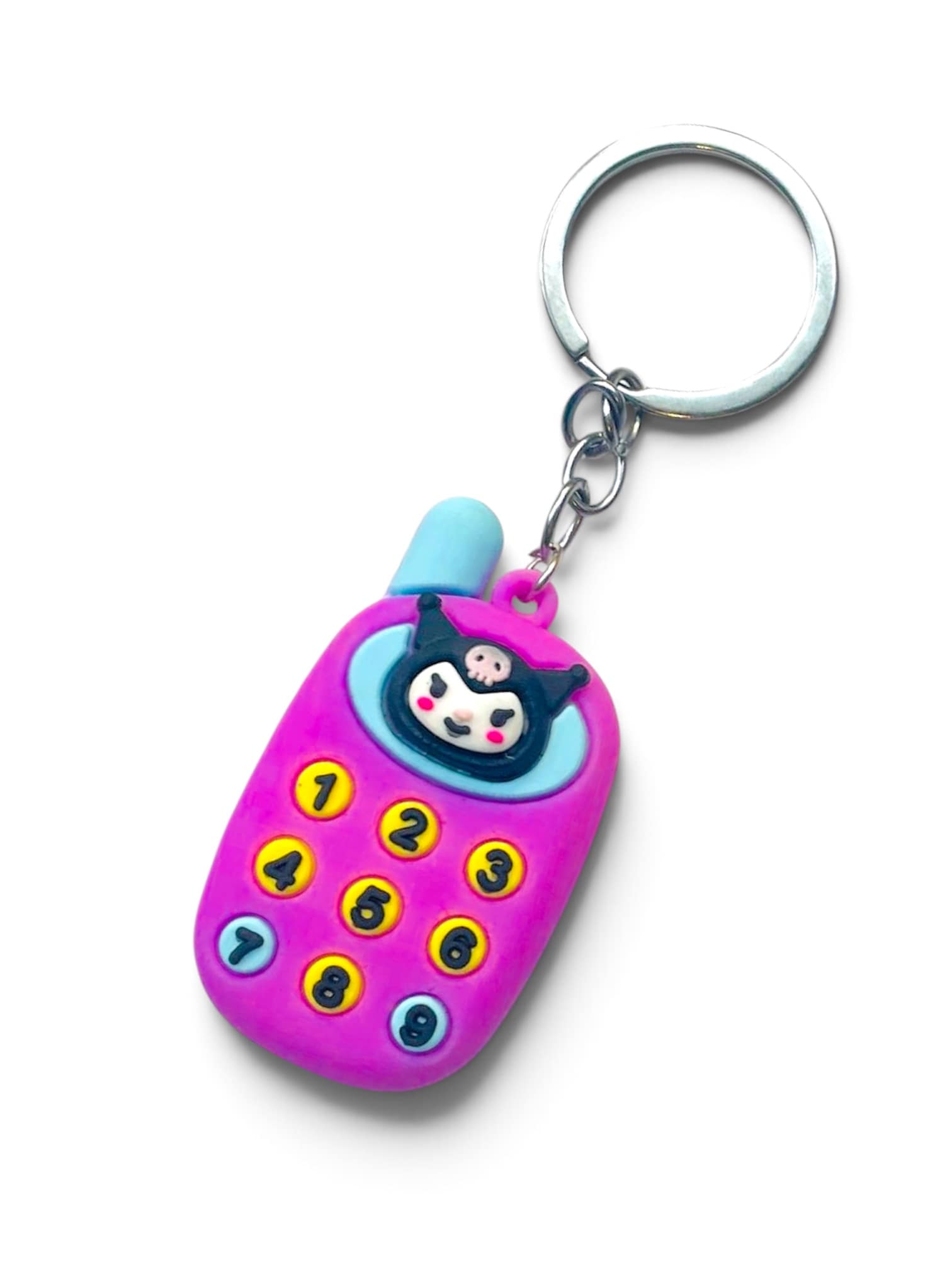 Kuromi Retro Flip Phone Keychain | Cute Kawaii Y2K Bag Charm & Keyring