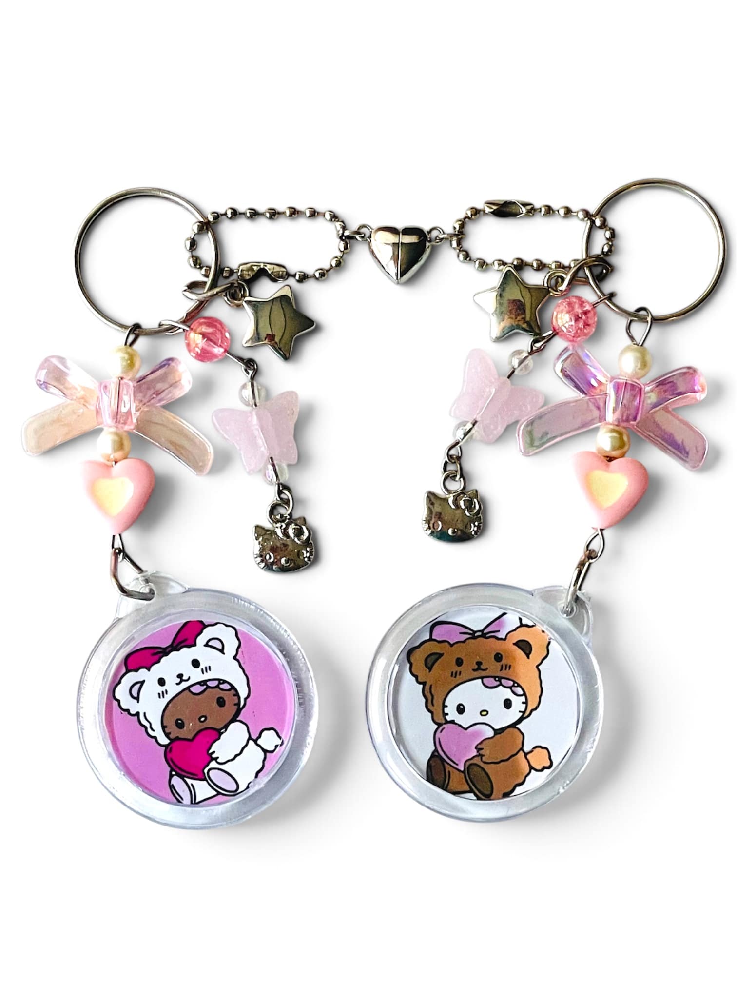 Handmade Matching Bestie Keychains - Magnetic Kawaii Bag Charm Pair