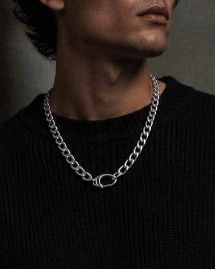 Oversized Oval Carabiner Curb Chain Metal Choker