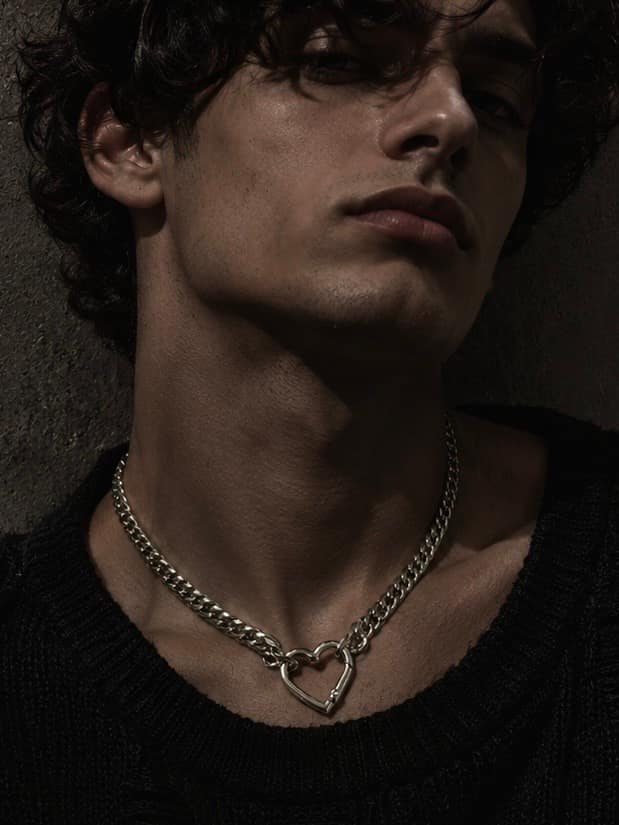Chunky Silver Heart Carabiner Chain Choker | Edgy Punk Jewelry