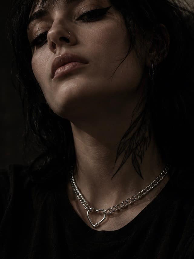 Chunky Silver Heart Carabiner Chain Choker | Edgy Punk Jewelry — image 2