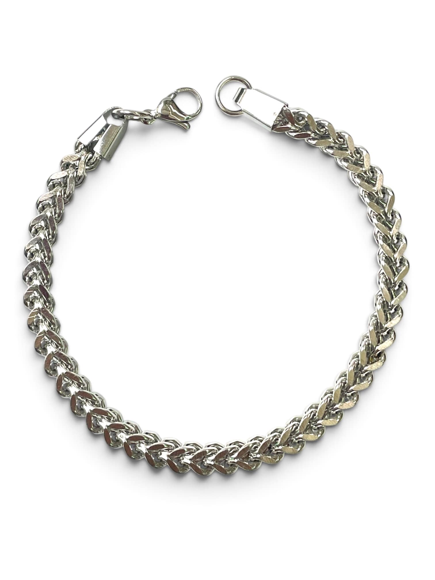Silver Franco Chain Bracelet | Unisex Woven Wheat Link Bracelet