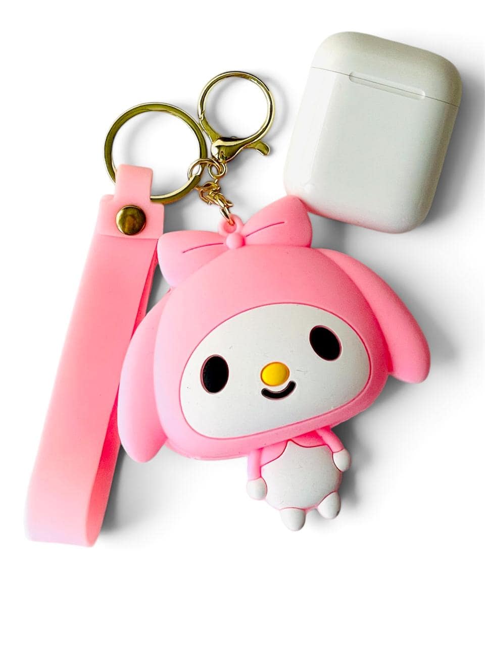 Pink My Melody Silicone AirPods Case Pouch | Kawaii Bag Charm Keychain