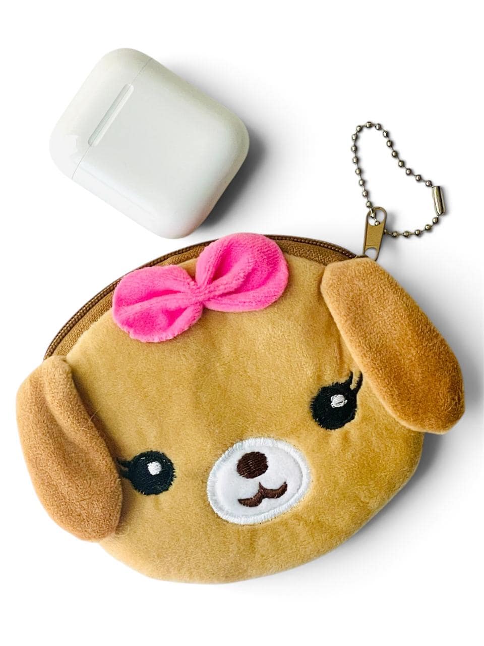 Fluffy Plush Puppy Coin Pouch & AirPods Bag Charm Keychain