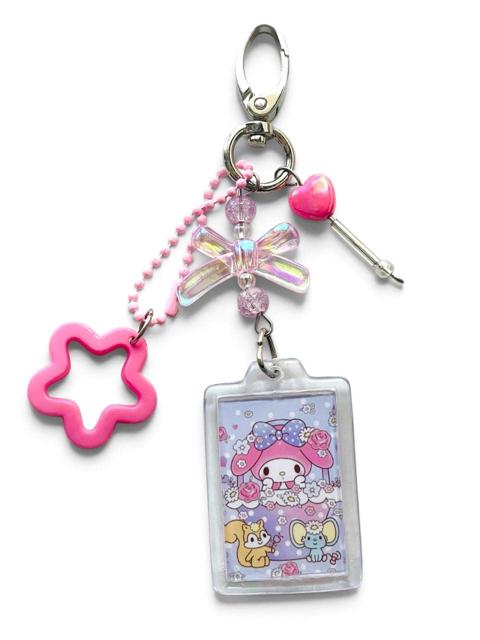 Handmade My Melody Keychain & Bag Charm with Bow Accent