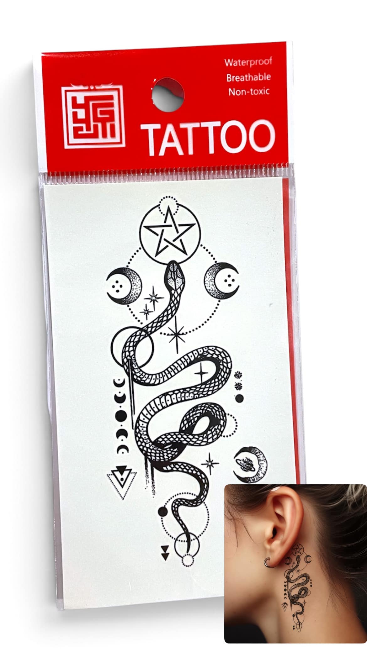 Celestial Snake & Pentagram Tattoo
