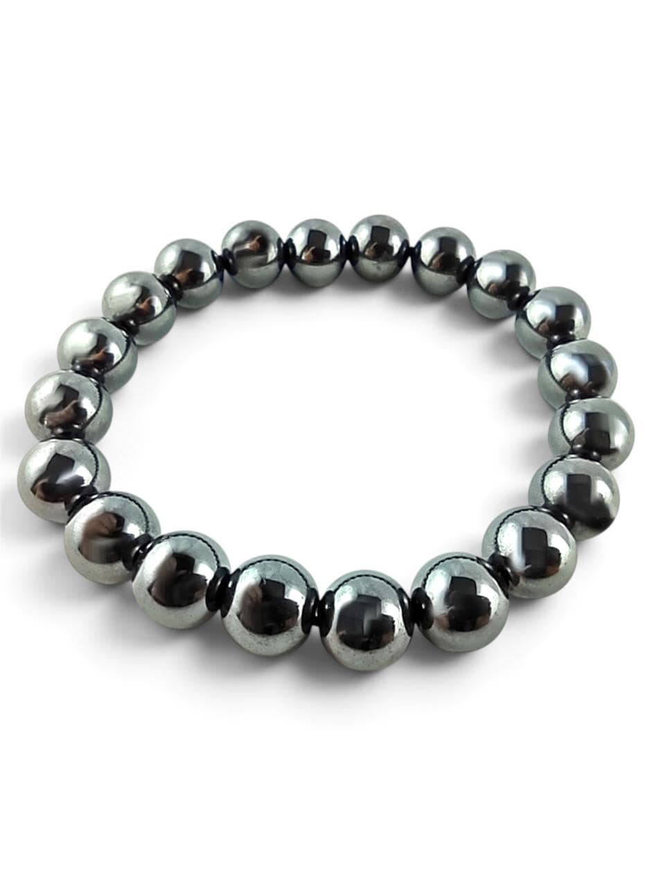 Metallic-Grey Hematite Beaded Stretch Bracelet - Unisex