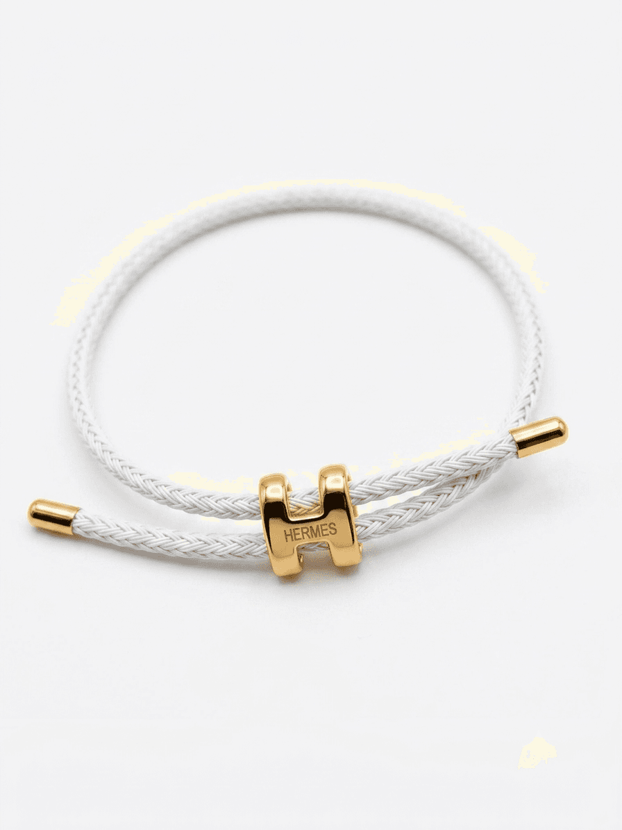 White H Braided Bracelet