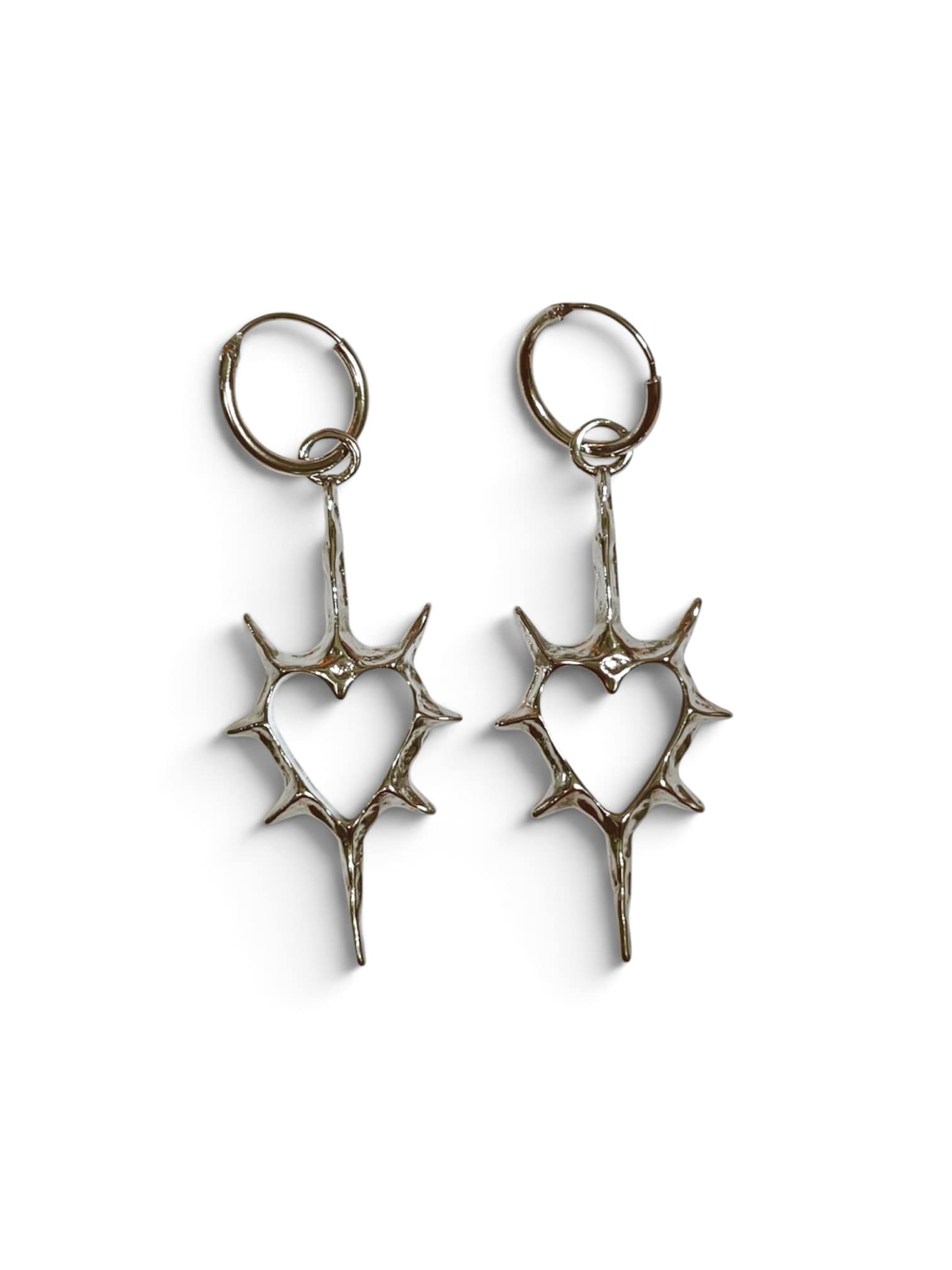 Cyber Gothic Spiky Heart Dangle