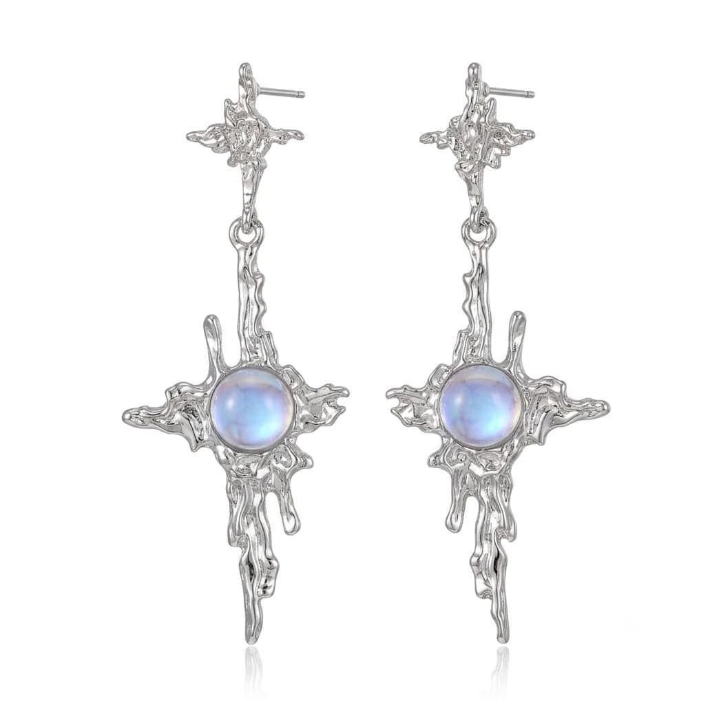 Silver Molten Steel StarBurst Dangles