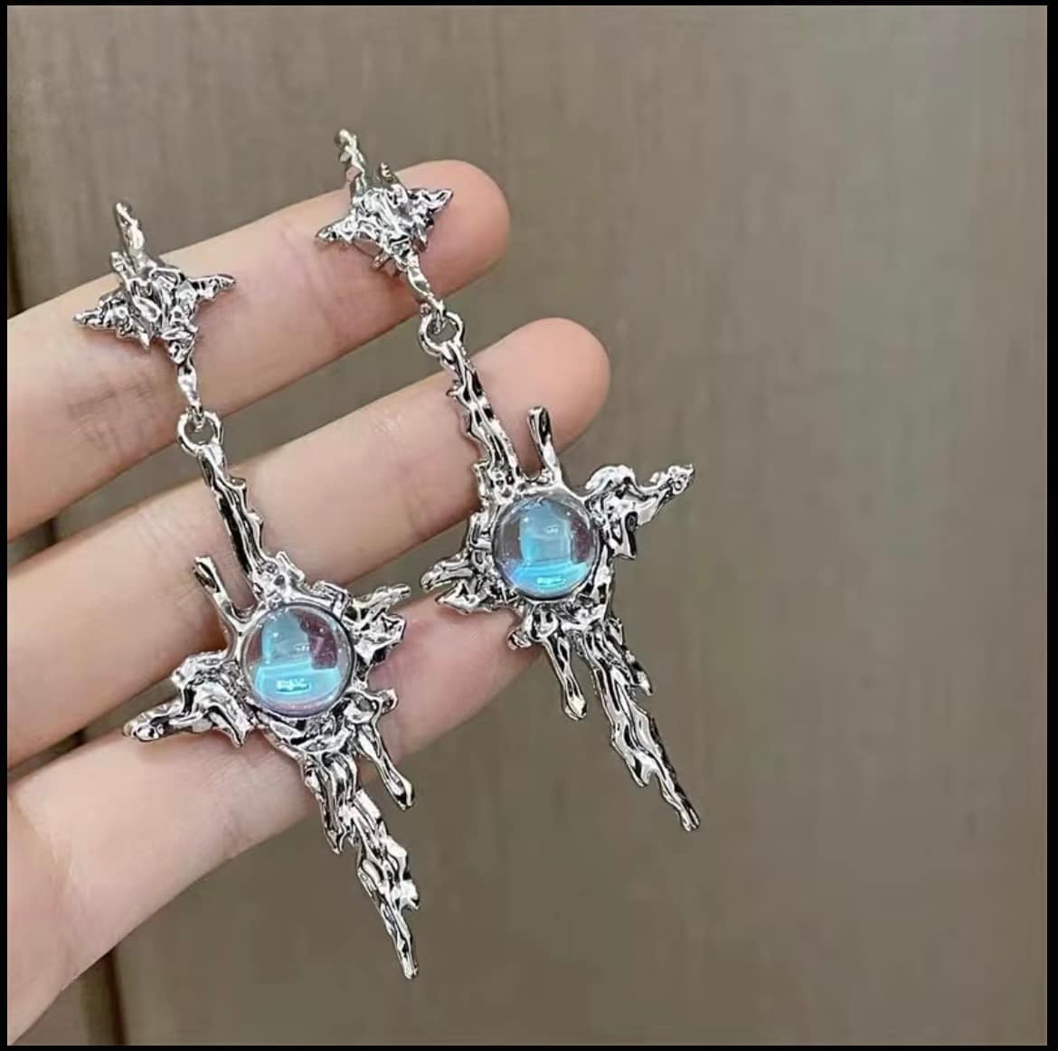 Silver Molten Steel StarBurst Dangles — image 2