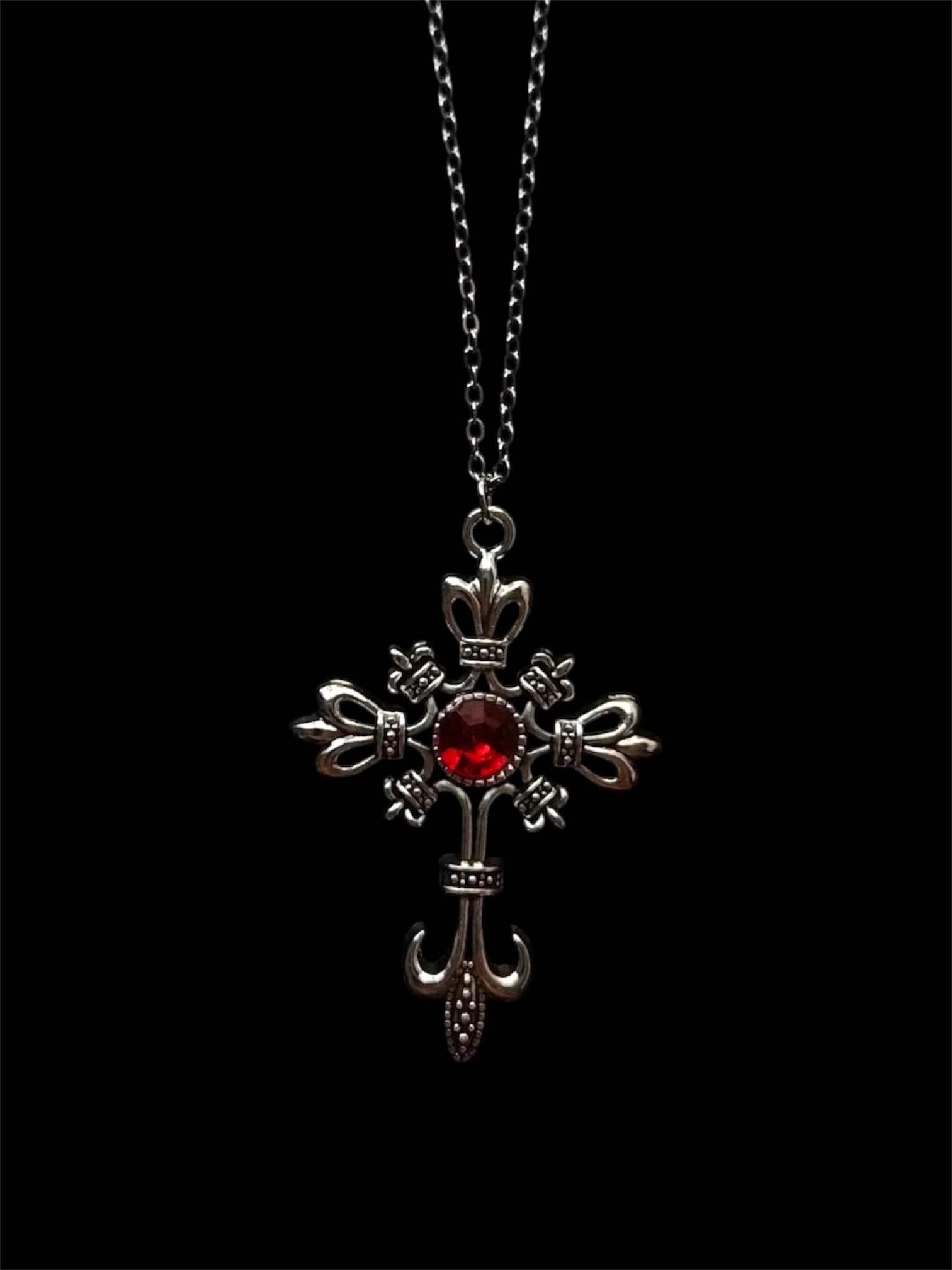 Crimson Reliquary Cross Necklace